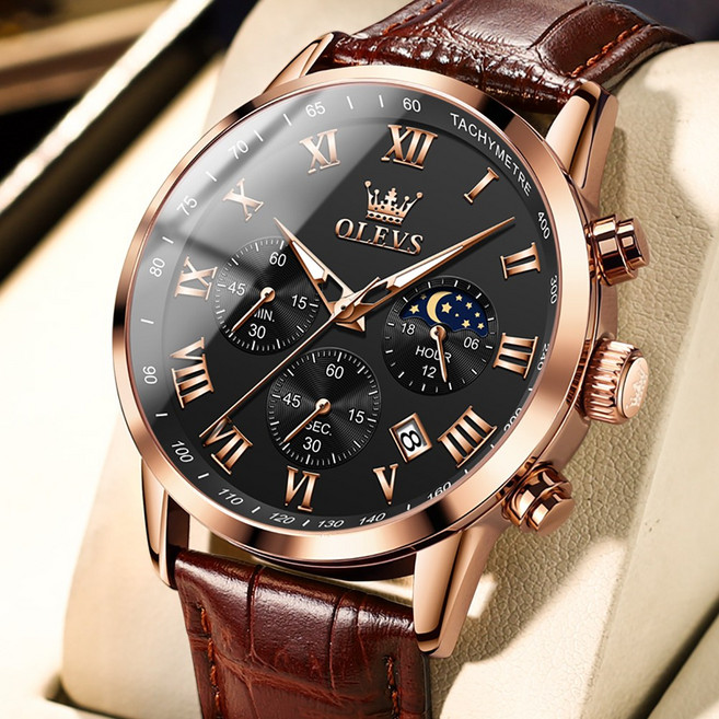 OLEVS 남자손목시계 정품 쿼츠 럭셔리 명품 워터프루프 야광