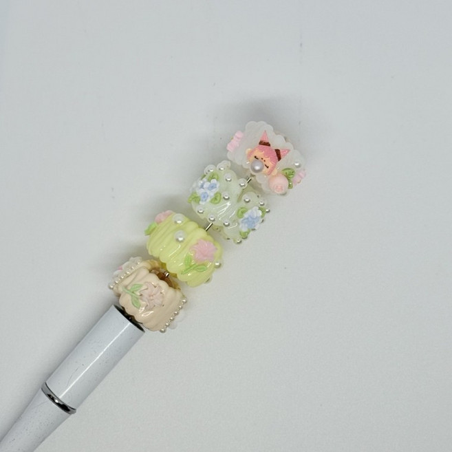 B91 볼펜꾸미기 볼꾸 동대문 꾸미기 DIY 공주 케이크 진주 꽃 플라워, 1개, 상세페이지 참조