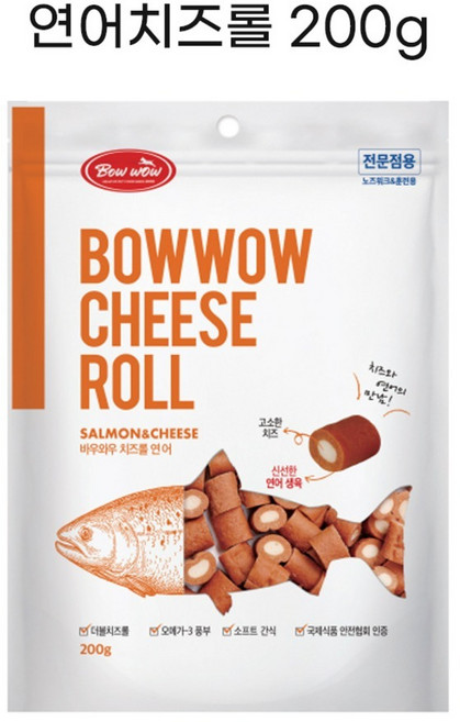 바우와우 강아지간식 치킨치즈롤/연어치즈롤 200g, 연어맛, 1개