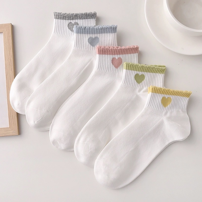 다온미 여성양말 쿨링 메쉬 순면 중목 양말 5종