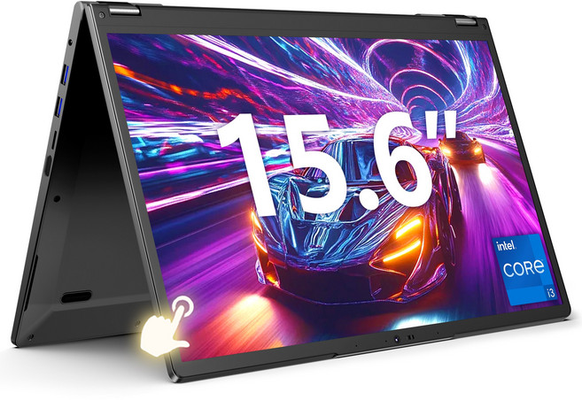 JUMPER 노트북 2-in-1 15.6인치 접이식 터치스크린 i3 프로세서 128GB SSD 8GB RAM 지문인식 WiFi6 Windows 11 home, JUMPER J1 SEUN2011, WIN11 Home, 8GB, 검정색