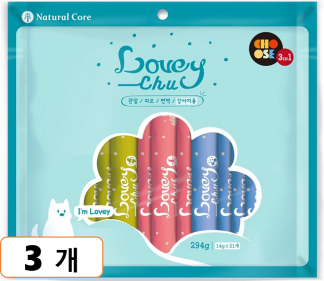 네츄럴코어 러비츄 애견 간식 멀티팩 21p 세트, 혼합맛, 294g, 3개