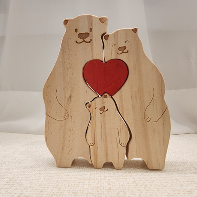 퍼즐타입 러블리 원목 베어 인테리어 장식, 3인, 3인