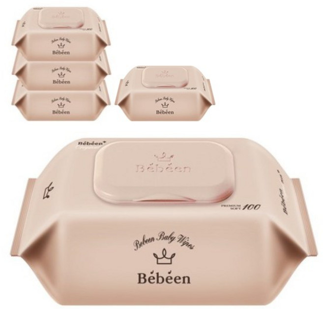 베베앙 오리지널 플러스 유아물티슈 캡형, 55g, 100매, 5개