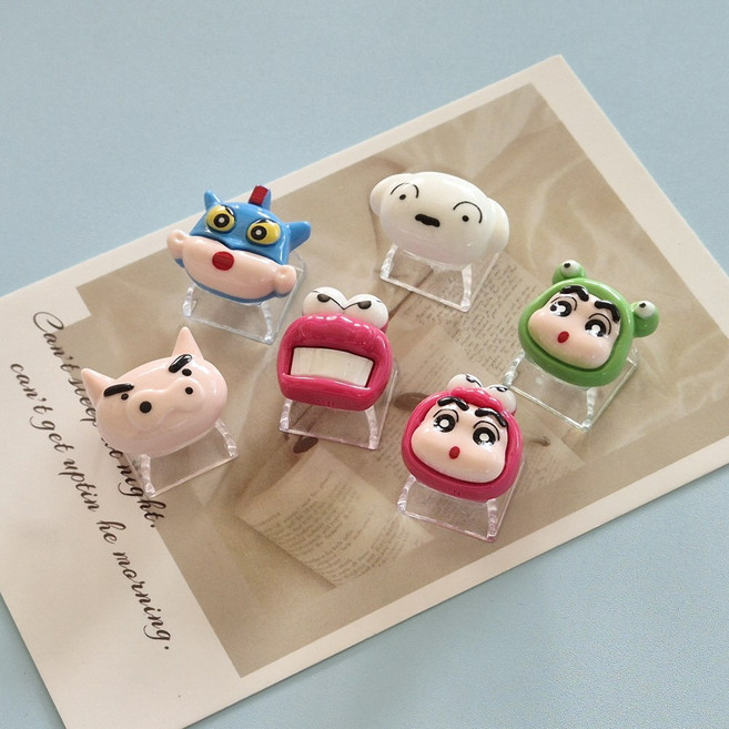 귀여운 투명 포인트 키캡 키보드 클릭커 교체형 커버뚜껑 십자축, 개구쟁이6종