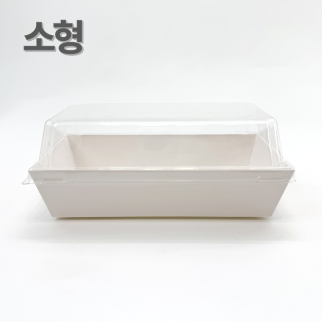 정담 직사각 소형 크라프트 용기+뚜껑 세트, 50개, 화이트 소형