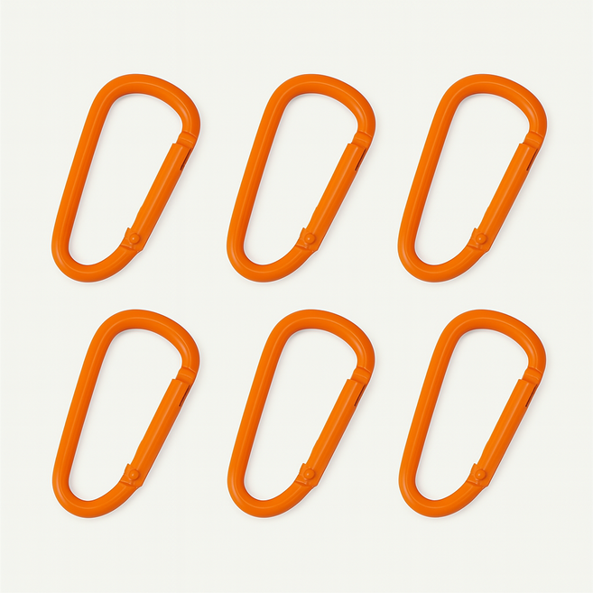 컬러 카라비너 키링 열쇠고리, 6개, 오렌지