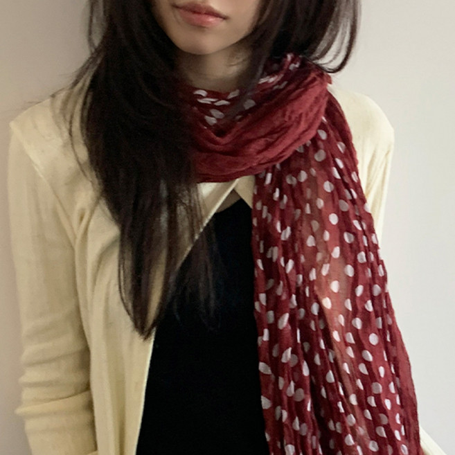 블루씨티 스플릿 도트 패턴 링클 롱 머플러 스카프
