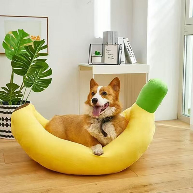 거와스 강아지 폭식 쿠션 고양이 극세사 수면 방석, 1개, 옐로우