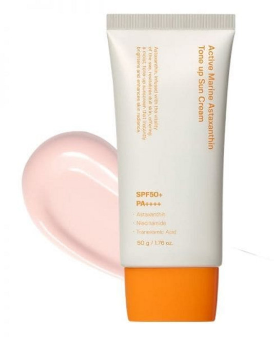 뷰티톤업 성분에디터 액티브 마린아스타잔틴 톤업 선크림 SPF50 안티에이징 주름개선 탄력강화 PA 50g 1개, 50g × 1개