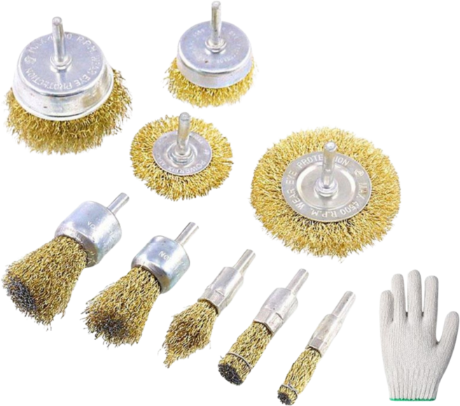 공구PXJ 전동드릴용 철브러쉬 철사솔 철 솔 청소솔 철판 강판 이물질 녹제거, 9개