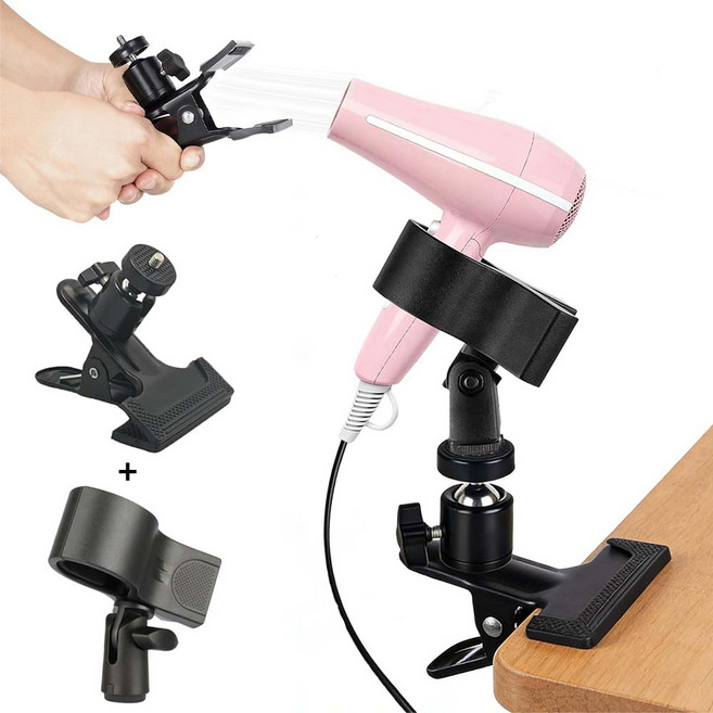 루베이 무타공 드라이기 고데기 거치대 강력 고정 헤어 스타일러 호환용 화장대/고데기/욕실/호텔, 블랙, 1개