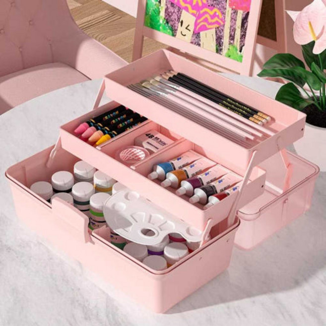 화구함 미대생 미술 물감 정리함 입시 도구 용품 박스 화구통 1. 8052 소형 핑크, 8051 중형 다크 브라운