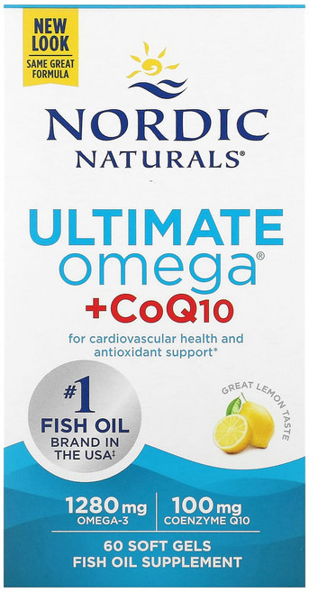 Nordic Naturals Ultimate Omega + CoQ10 레몬 맛 소프트젤 60정, NordicNaturalsUltimateOmegaCoQ, 1개