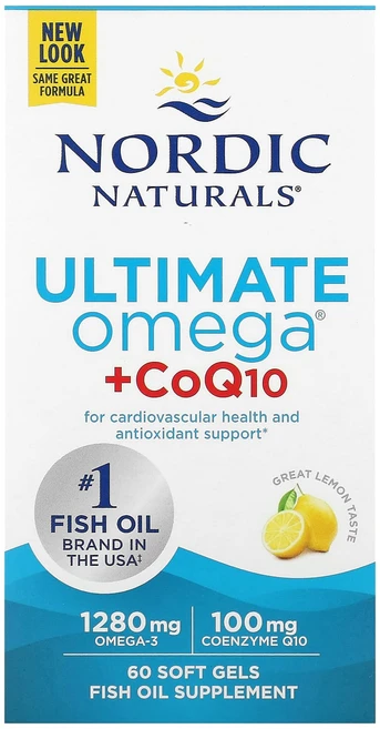 Nordic Naturals Ultimate Omega + CoQ10 레몬 맛 소프트젤 60정, NordicNaturalsUltimateOmegaCoQ, 1개 - 쿠팡