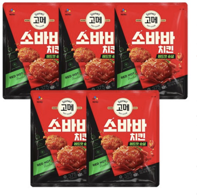 CJ 고메 소바바치킨 레드핫 순살, 5개
