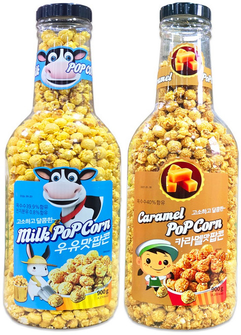 우유맛+카라멜맛 팝콘 대용량/대형 저금통, 1개, 900g