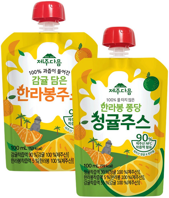 제주 NFC 100% 물 타지 않은 감귤 청귤 한라봉 주스 착즙주스 감귤주스 청귤주스 어린이간식 어린이주스 혼합, 40개, 100ml