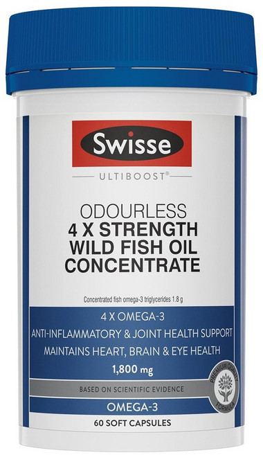 Swisse Ultiboost 歐帝麗斯 4X強度野生魚油濃縮軟膠囊, 1個, 60錠