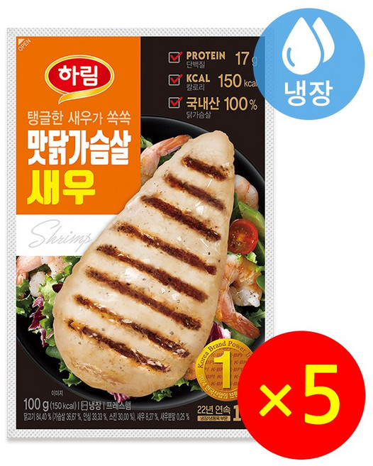 하림 맛닭가슴살 새우, 5개, 100g