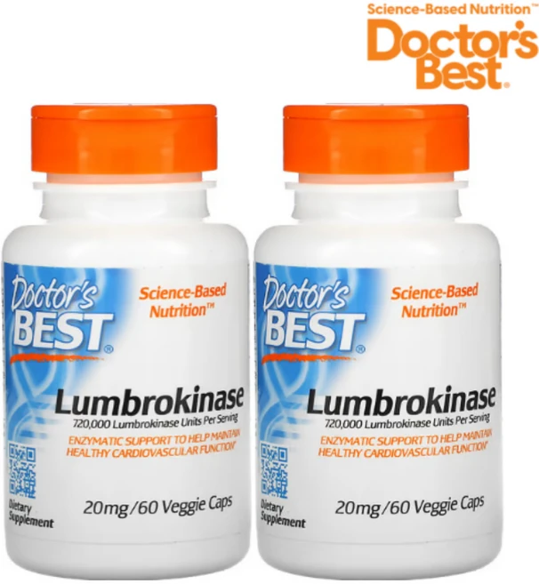 닥터스베스트 룸브로키나제 지렁이효소 20mg 60 베지캡슐 2개, 60정 - 쿠팡
