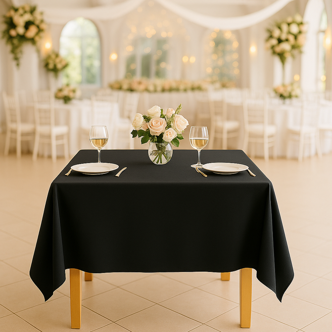 리치햄 고급 호텔 품격있는 다이닝 감성 실크 식탁보, 블랙, 1개