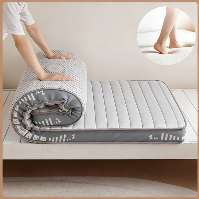 記憶棉床墊 A類針織面料 記憶海棉 4D透氣防滑布, 條紋灰, 8cm