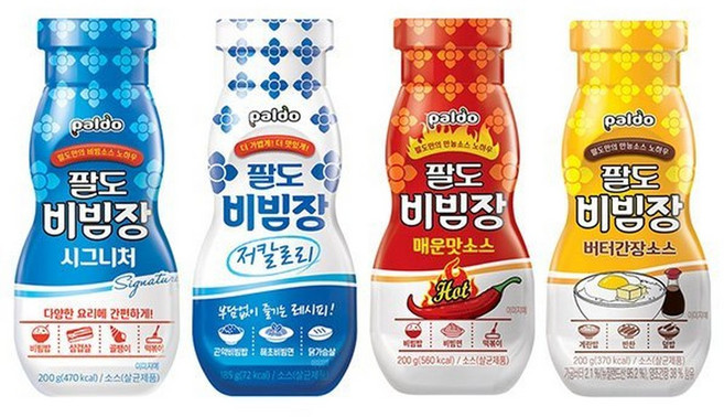 팔도 비빔장 소스4종 시그니처 저칼로리 매운맛 버터간장, 1세트, 200g