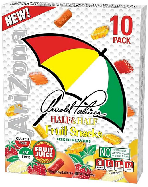 AriZona 사워 레모네이드 과일 스낵 - 신제품 141.7g(5온스) 백 (12팩) 글루텐 프리 젤리, 아놀드 파머, 0.9 oz (10 count)