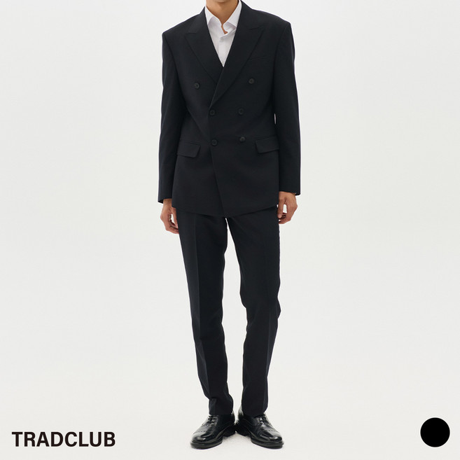 트래드클럽 에센트 더블 레귤러 캐주얼 셋업 수트 (블랙 M~5XL)