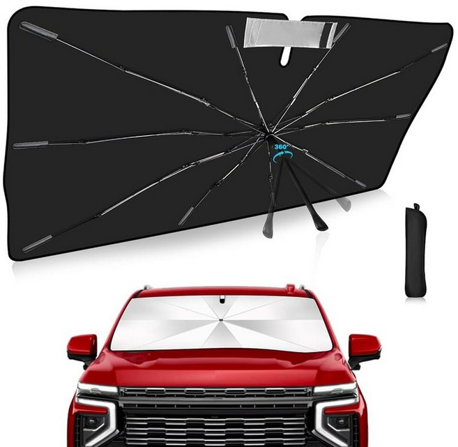 VEENJOY 2025 업그레이드 앞유리 햇빛 가리개 우산 맞춤형 핏 BMW X5 2019-2024 접이식 자외선 차단 자동차 커버 비상 레인 쉴드 및 대시보드 프로텍터 -