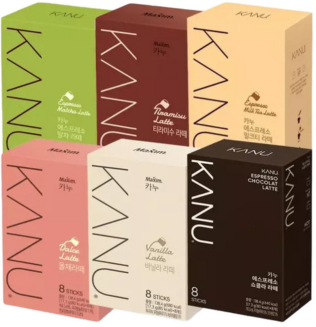 카누 라떼 8T 6종세트(돌체/바닐라/말차/쇼콜라/티라미수/밀크티), 1세트, 돌체/바닐라/말차/쇼콜라/티라미수/밀크티