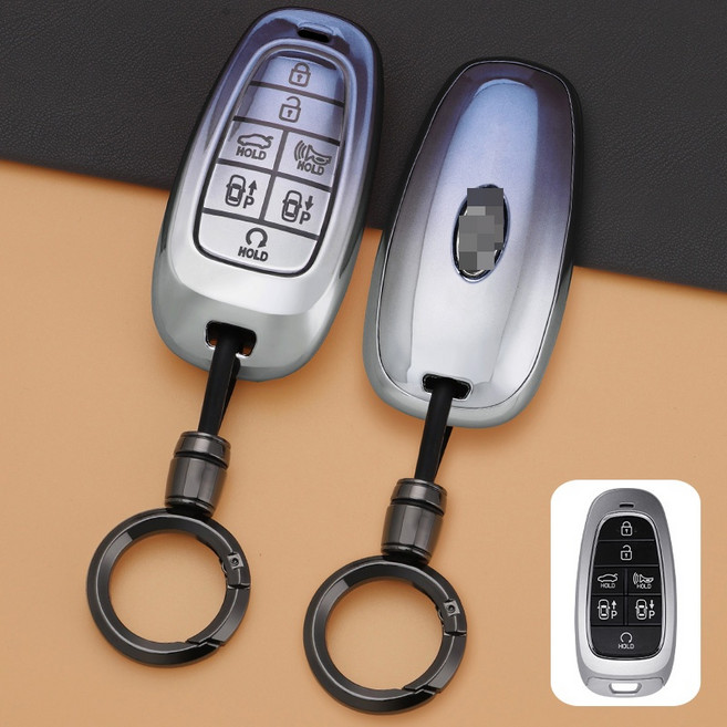 키에티 현대 호환 더뉴 팰리세이드 7버튼 그라데이션 키케이스 키홀더, 블루