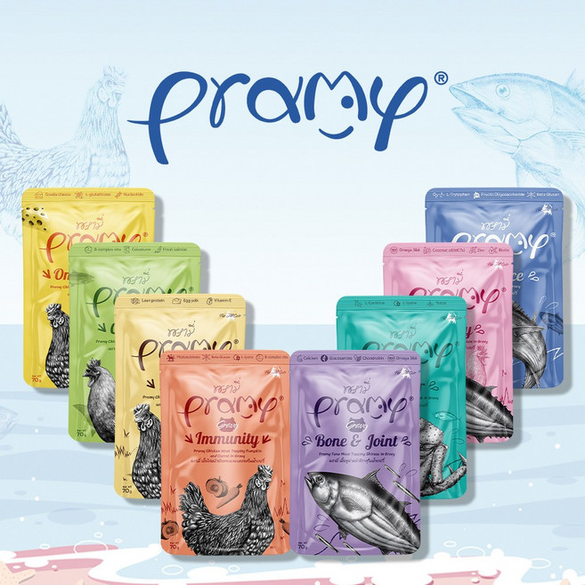 프라미 고양이 파우치 혼합 8종 70gX8개 고양이간식, 8개, 70g
