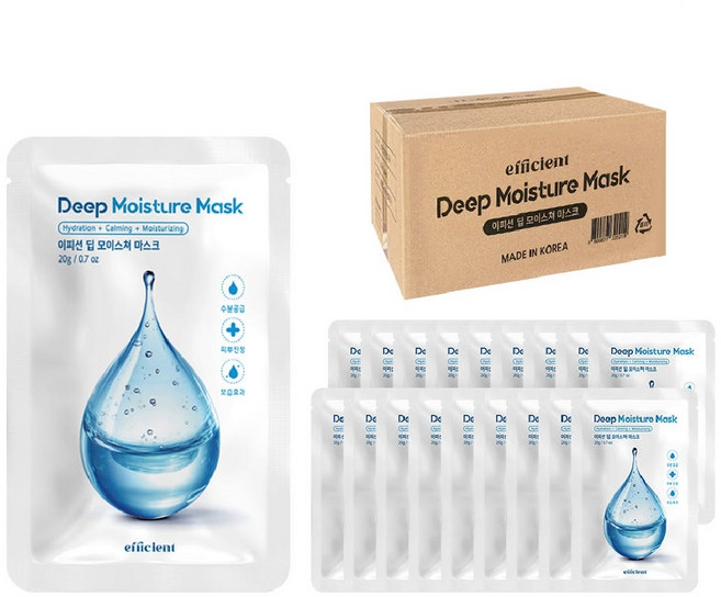 이피션 딥 모이스처 수분 마스크팩 100매 대용량 업소용 시트마스크, 1개, 100개입
