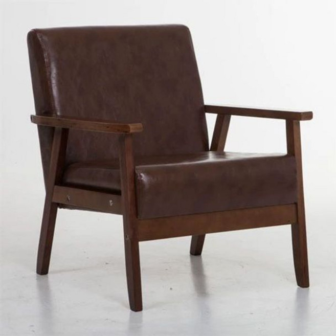 카페낮은의자 팔걸이 로비 호텔 인테리어 편한의자, 1인용 65cm, 1개, 짙은 갈색 가죽 호두색 팔걸이