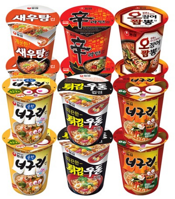 소컵모음 6종 12개 신라면 새우 튀김 오짬 너구리 순한너굴 / 컵라면
