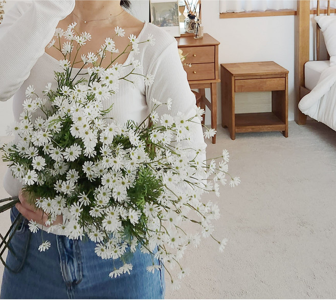 들꽃 미니 데이지 조화 물망초 꽃 부케용조화 부케, 화이트, 1개