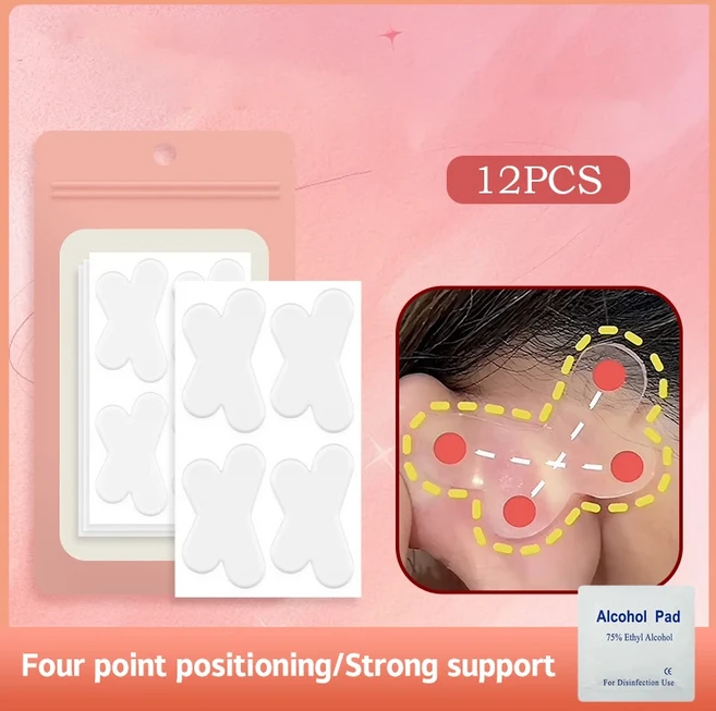 나비 모양 엘프 귀 스티커 교정기 실리콘 패치 테이프 화장품 프라이머 4 개 8 12, 02 12PCS