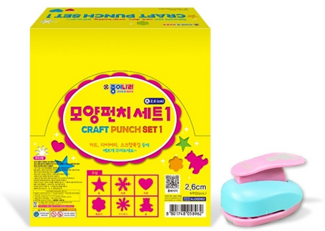 모양펀치 종이나라 모양펀치세트 대 6입 2종, 1개, 모양펀치세트1 6입 별 눈꽃 하트 꽃송이 코스모스 곰