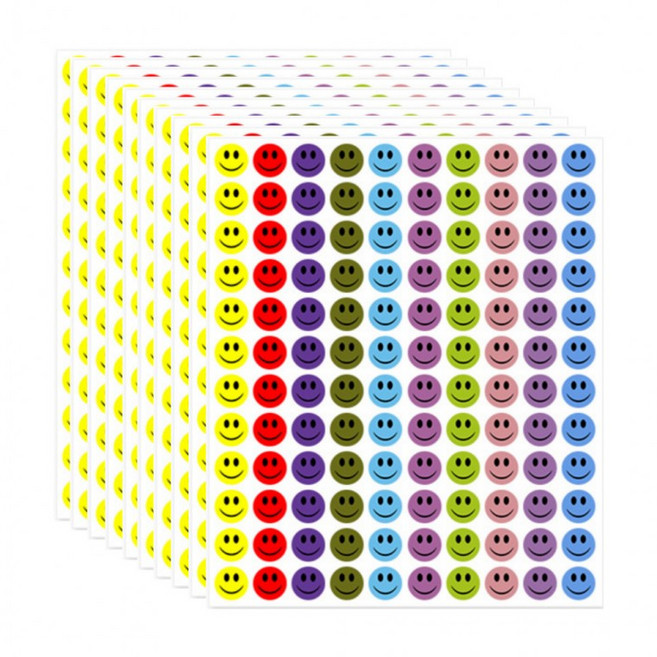 1200개입 스마일 보상 칭찬 스티커 1cm, 10mm(S279)1200매, 1세트, 1200매 (S279)