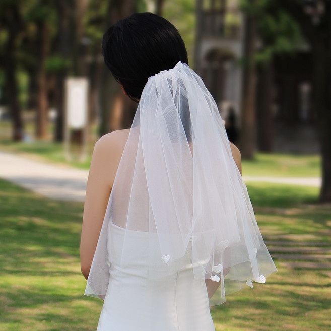 엘블랑꼬 하트 베일 자수 포인트 면사포 브라이덜샤워 소품