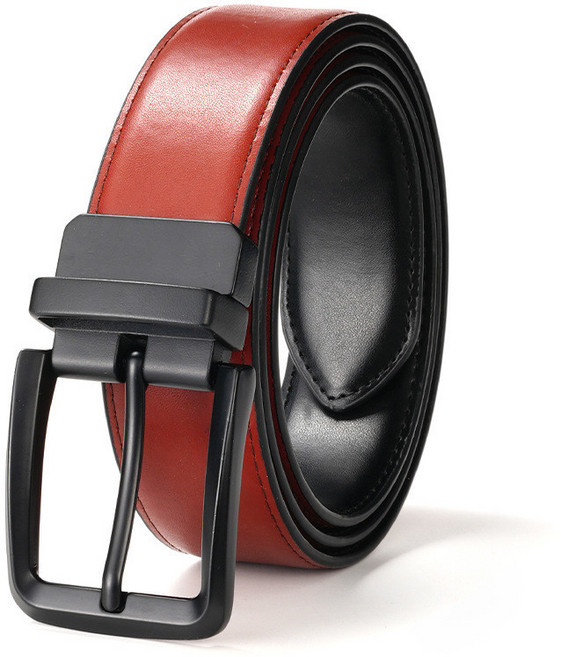 商務男士雙面真皮腰帶 旋轉針扣合金扣設計 3.4CM寬度