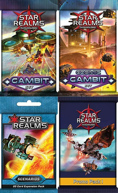 Star Realms Wise Wizard Games 확장 번들: 프로모션 팩 1 갬빗 코스믹 갬빗 시나리오 (4 아이템)