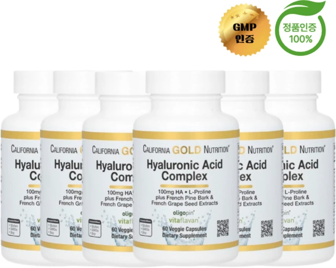 캘리포니아 골드 뉴트리션 6개X 히알루론산 복합체 60정, 6개 - 쿠팡