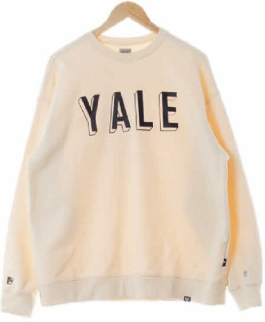 2431 예일 아이보리 프린팅 면 입체레터링로고오버핏맨투맨 [100]