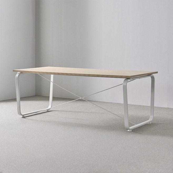 아트박스/티에스퍼니처 데임 B형 사무용 회의테이블 2000x900, 화이트프레임, 라이트월넛, 선택:화이트프레임 / 상판:라이트월넛