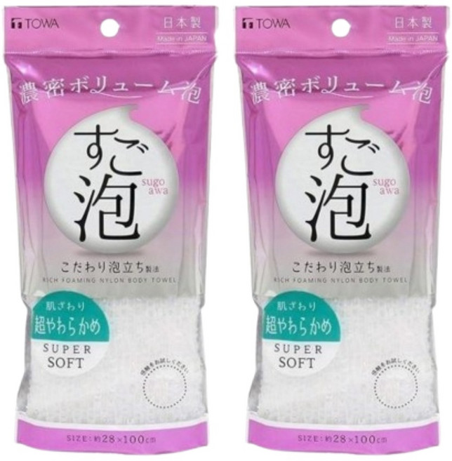 일본 토와 저자극 부드러운 샤워타올, 2개, 1개입, 슈퍼소프트