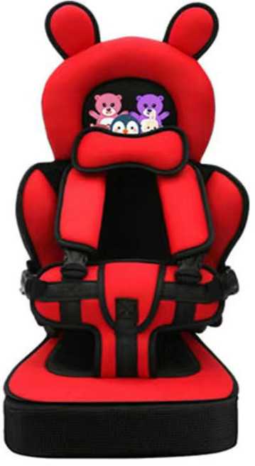 휴대용 어린이 안전카시트 자동차/전동차 겸용 아기 유아 방석 접이식 차량용 좌석, 빨간색과 검은색 만화가 높이를 높인다