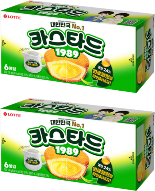 롯데웰푸드 카스타드 오리지널, 138g, 2개